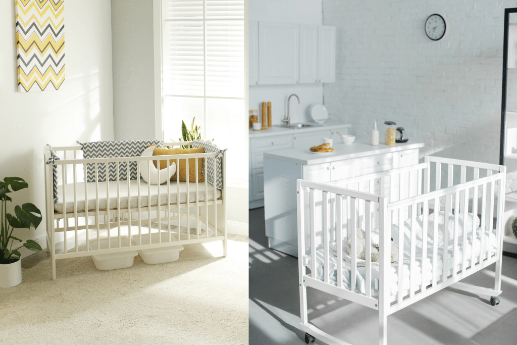 The difference in the crib vs. the mini crib is the size